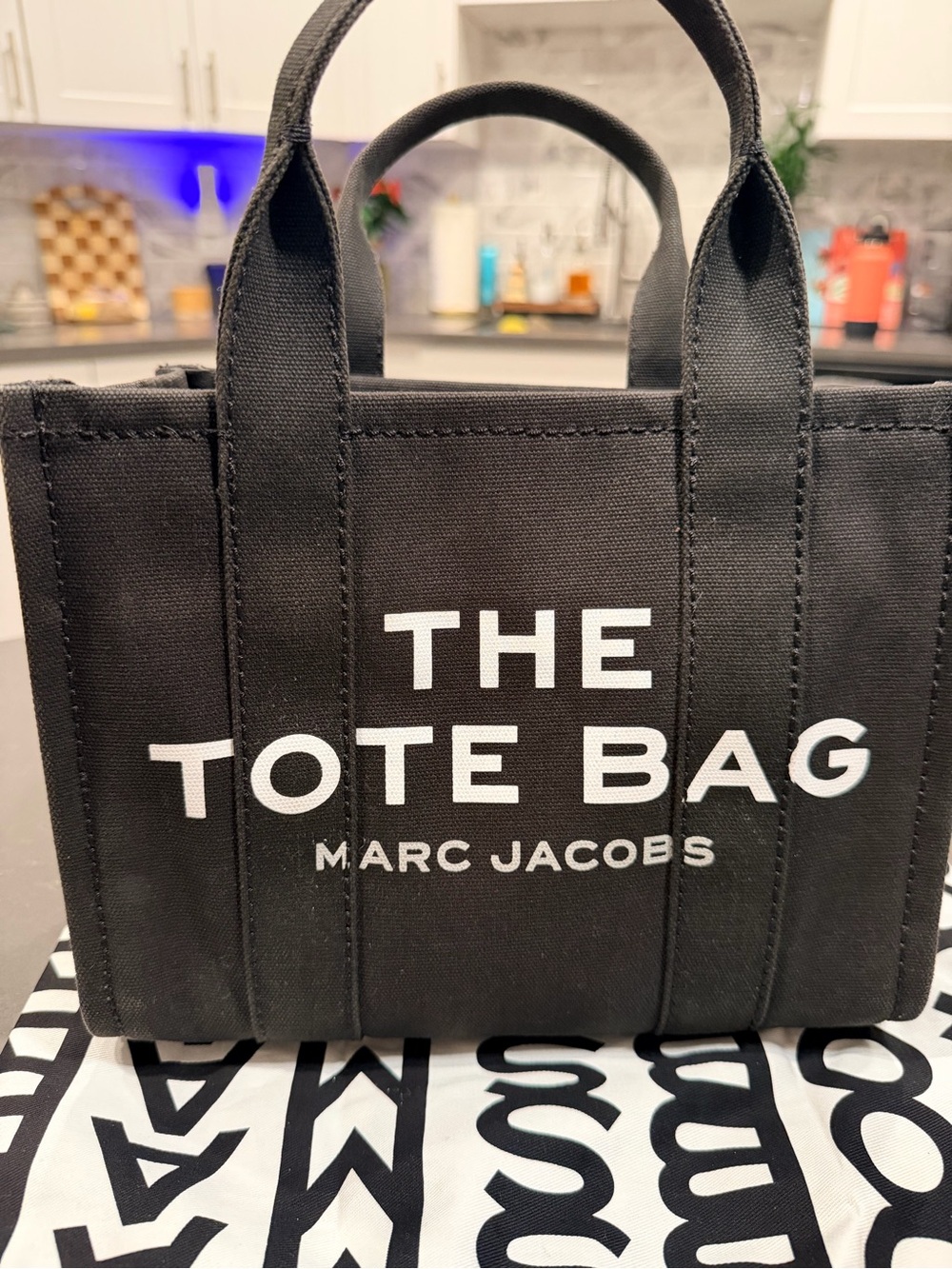 Marc Jacobs Black Canvas Tote with White Logo